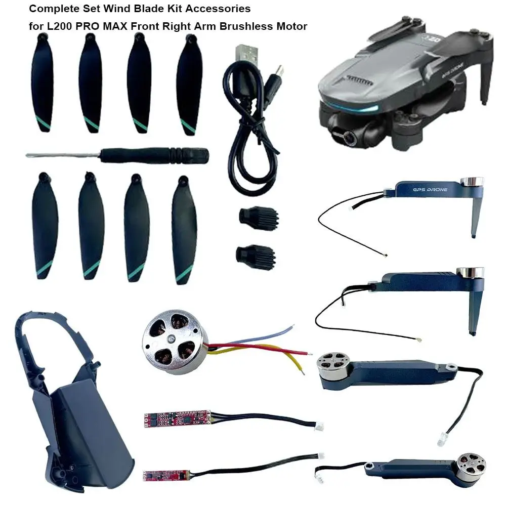 10 Styles Complete Set Plastic Black Wind Blade Kit Accessories Aircraft Batteries Parts Accessories for L200 PRO MAX