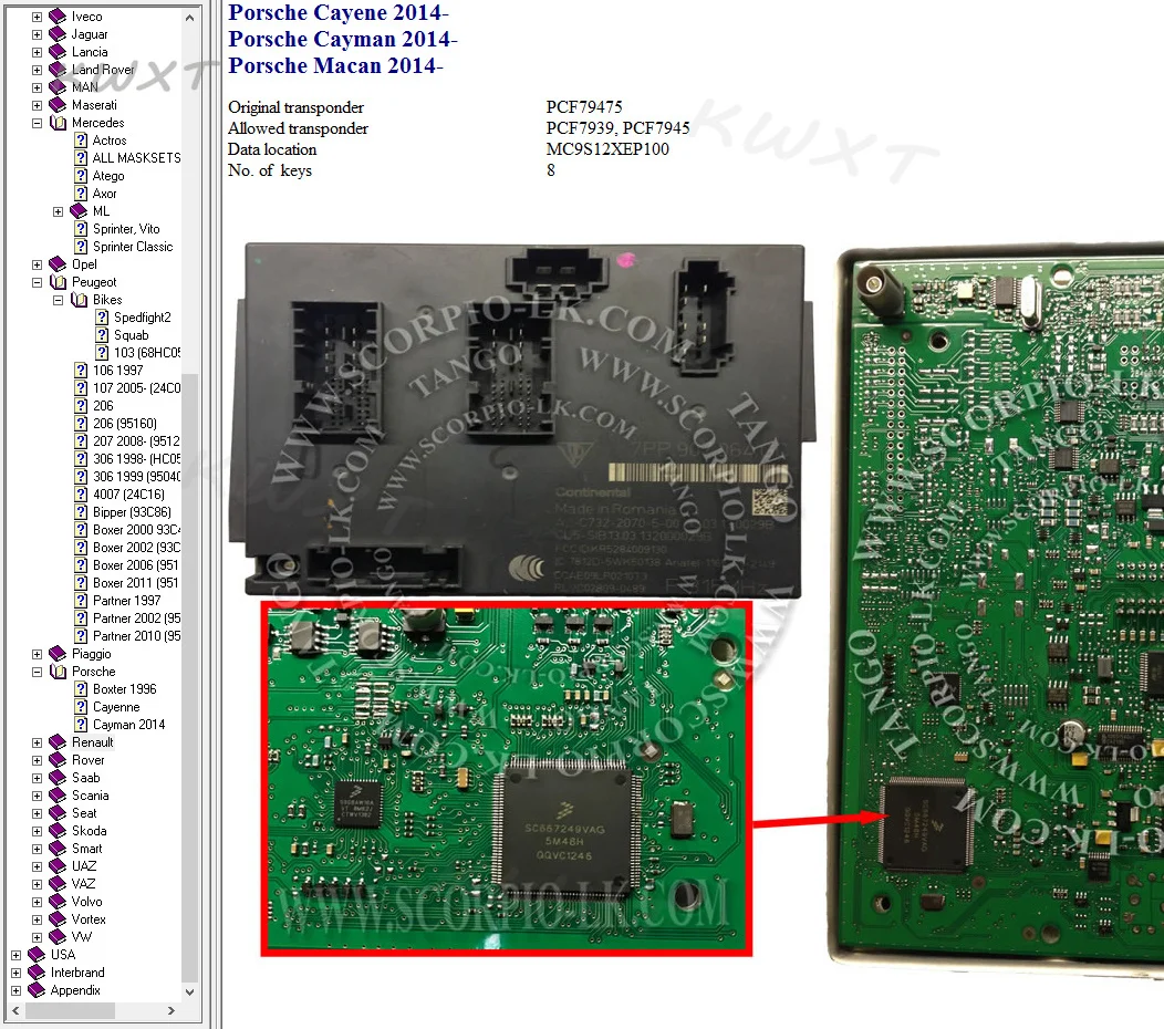 Software per le posizioni della scatola Immo per tutti i Key Lost Maker per la programmazione delle chiavi del creatore mostra la posizione dei dati