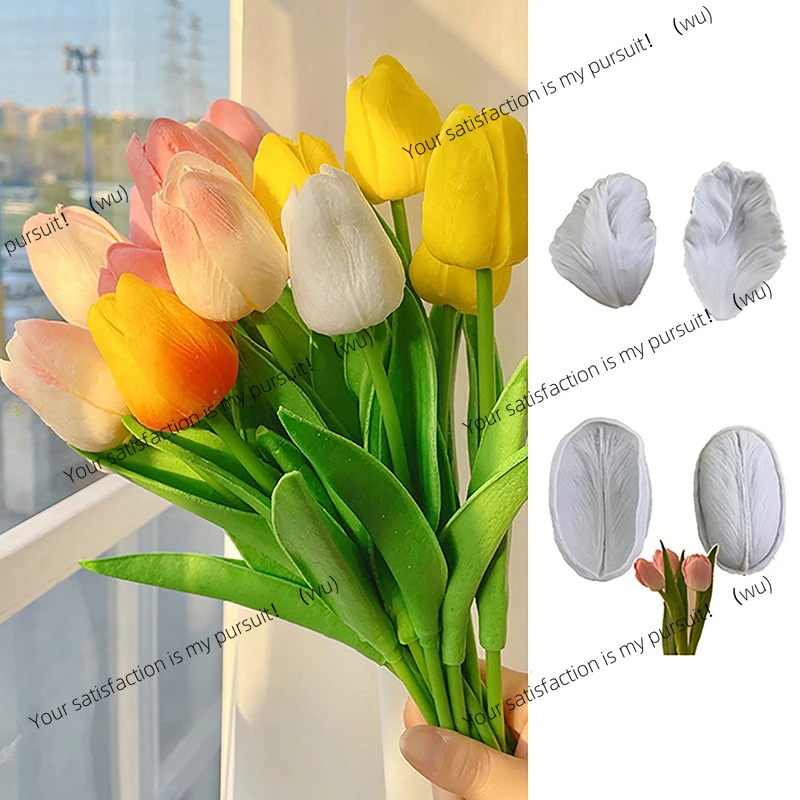 2 tulip petals silicone mold cake decoration texture sugar paste mold resin clay