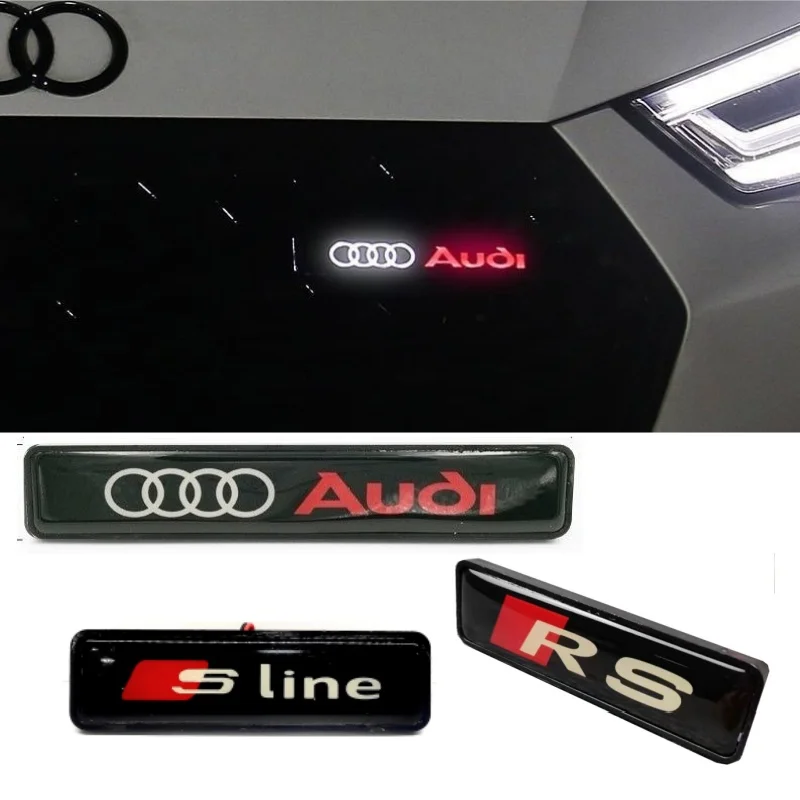 The LED Sline logo lamp on the front grille of the car is suitable for refitting Audi RS A4L/A6L/Q2LQ5L/A3A5A7Q3Q7 lighting.