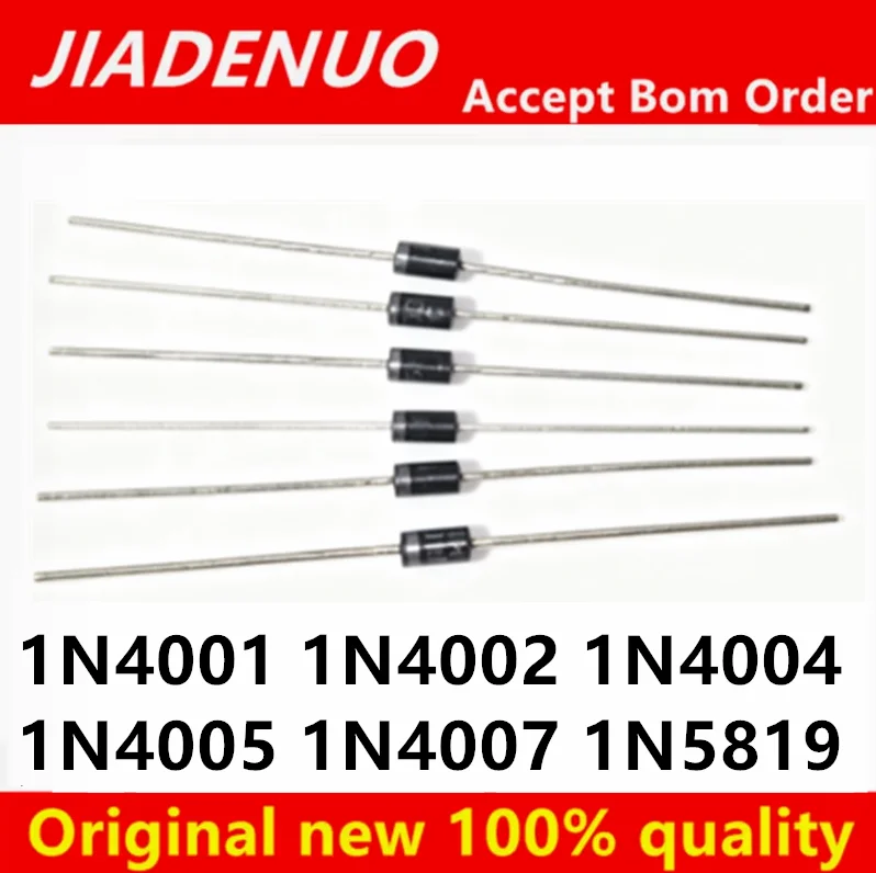 50/PCS New Original 1N4002  1N4001 1N4004 1N4005 1N4007 1N5819 DO-41 In line rectifier diode In Stock