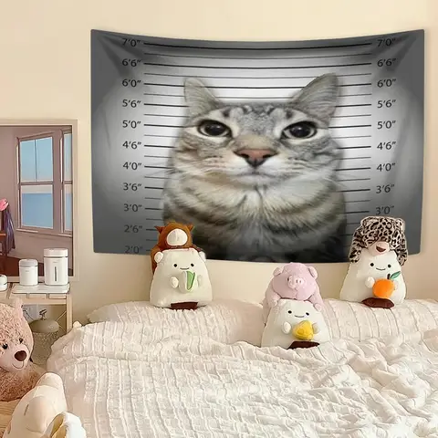 재미 있은 고양이 Meme 태피스트리 Kawaii 동물 홈 장식 벽 교수형 취재 천으로 침실 기숙사 배경 축제 선물 룸 장식