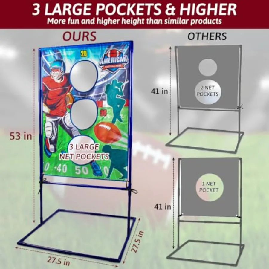 لعبة رمي كرة القدم مع 4 كرات قابلة للنفخ للأولاد من عمر 8 إلى 12 سنة وأعمار من 3 سنوات فما فوق - لعبة نشاط الهدف للرياضات الخارجية fo
