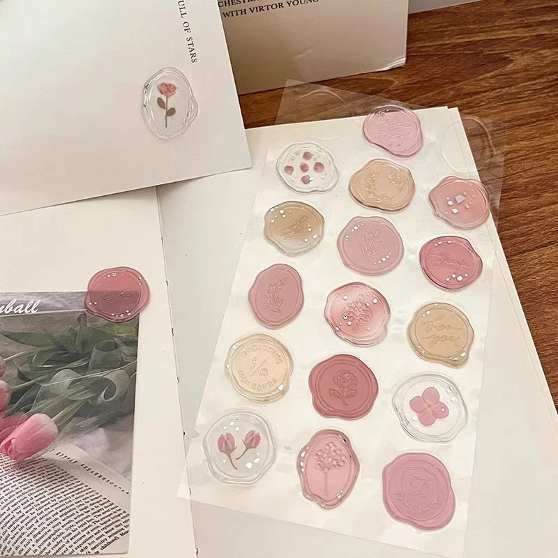 18 Stks/set Lakzegel Stempel Vorm Stickers Kaart Maken Envelop Afdichting Stickers Plakboek Dagboek Planner Decoraties Briefpapier