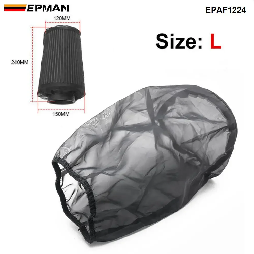 EPMAN Universal Car Cone Air Filter Protective Cover Waterproof Oilproof Dustproof for High Flow Air Intake Filters Black