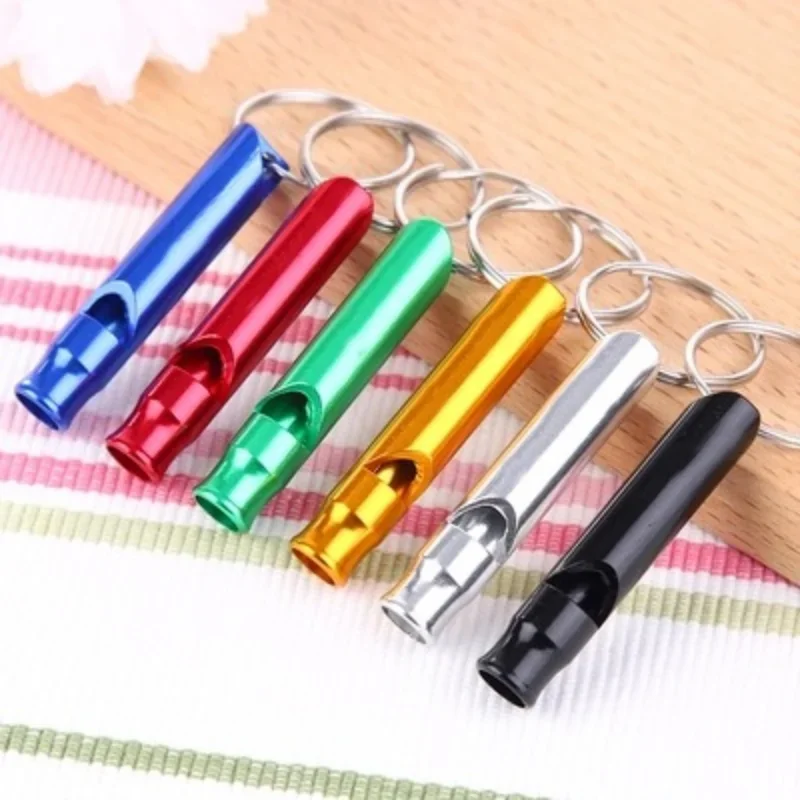 3pcs/set Random Color Whistle Aluminum Alloy Whistles For Outdoor Sports Emergency First Aid Whistle With Keyring Portable Toys