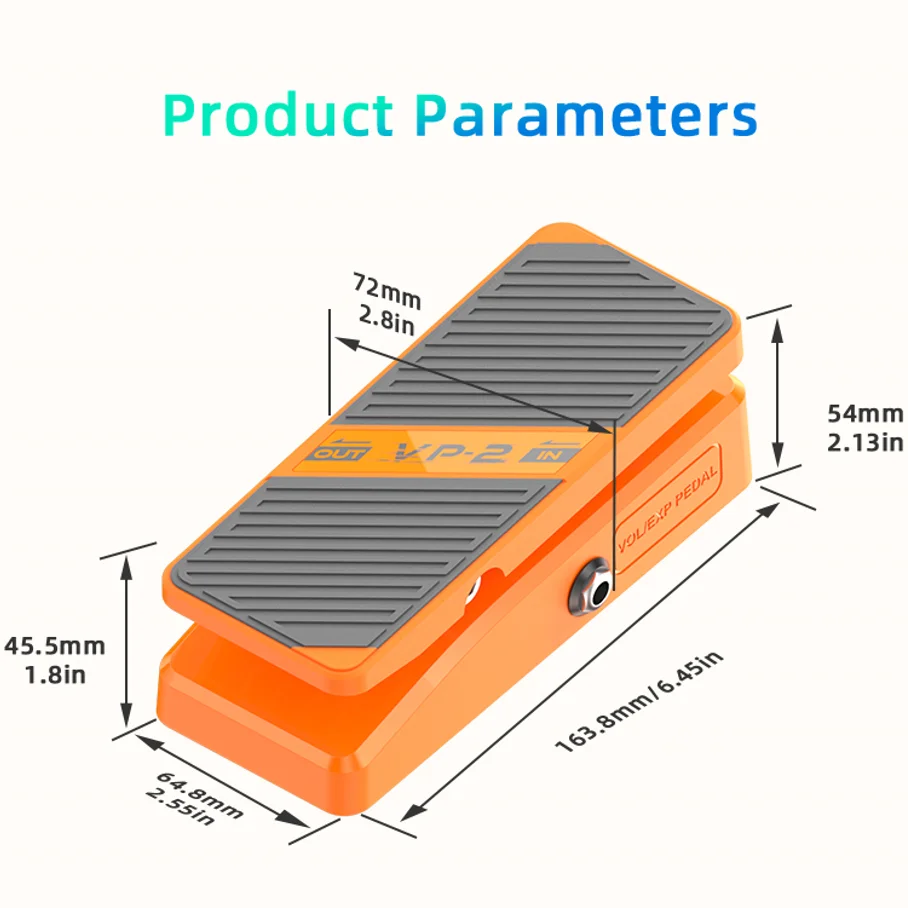 JAMJUM VP‑2 Volume Expression Pedal Passive No Power 6.35mm Jack Anti‑Slip Foot Pedal for Guitar Bass Keyboard