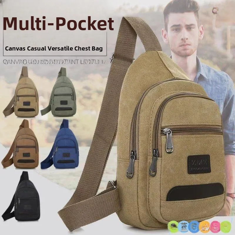 

Casual Canvas Crossbody Bag for Men 2026 New Style Youth Sports Chest Bag with Phone Pocket Soft Handle Single Shoulder Bag