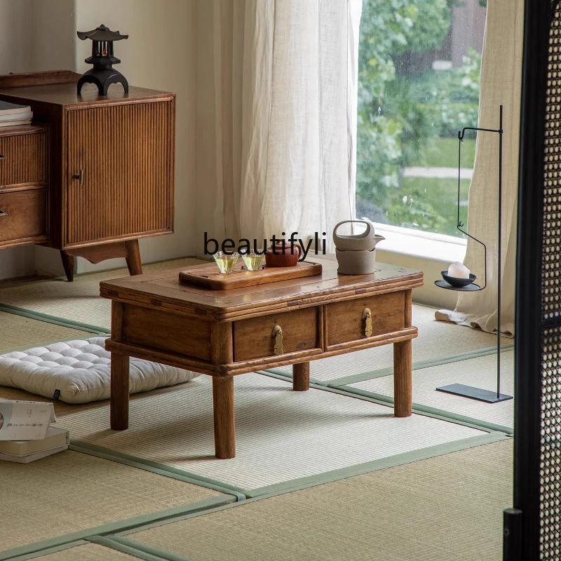 

Tea table\ Chinese all-solid wood tatami storage side table Japanese decorative small coffee table