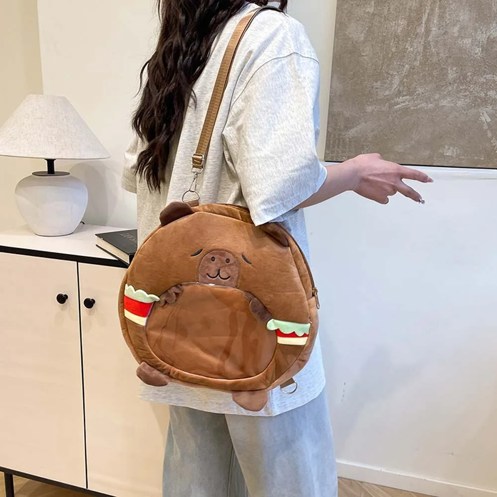 

Creative Cute Capybara Plush Backpack Large Capacity Soft Creative Ita Bag PP Cotton PVC Cartoon Doll Daypack Kids