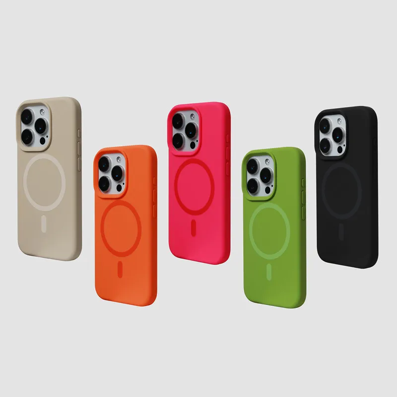 Magnetic Solid Color Liquid Silicone for MagSafe Phone Case for iphone 17 17Pro Max 16 Pro 15 14 13 Wireless Charging Soft Cover