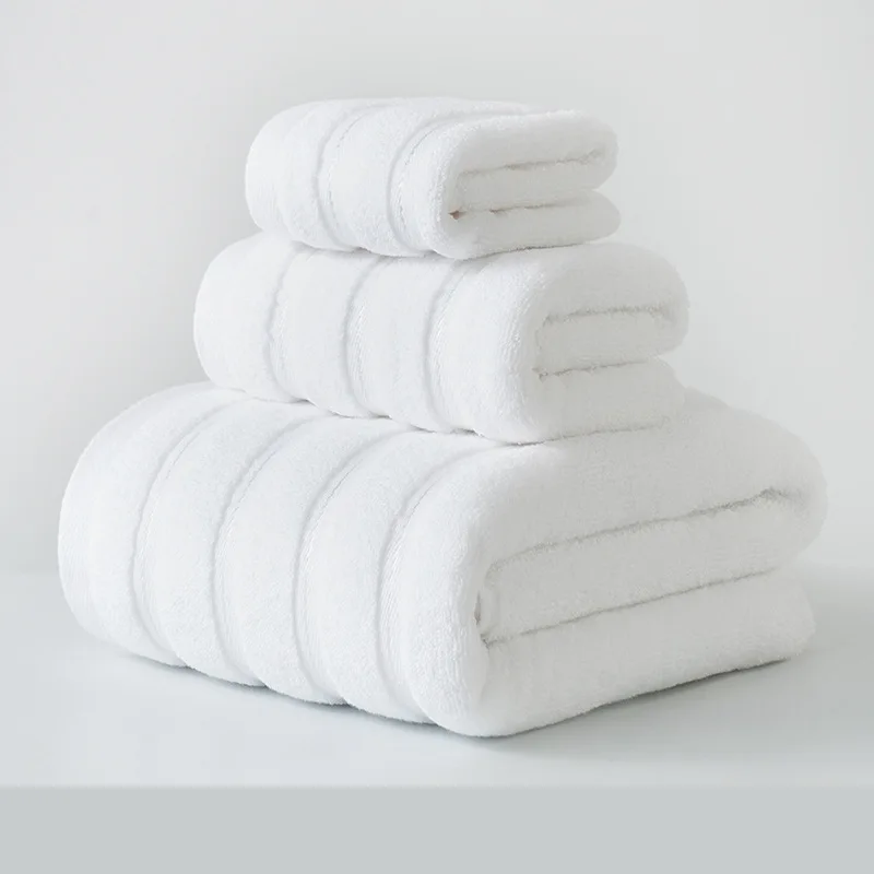 3pcs Towel Bundle Set 100% Cotton Hand+Face+Bath Towel For Home Hotel Bathroom Skin-friendly Absorbent Washcloth Drop Shipping