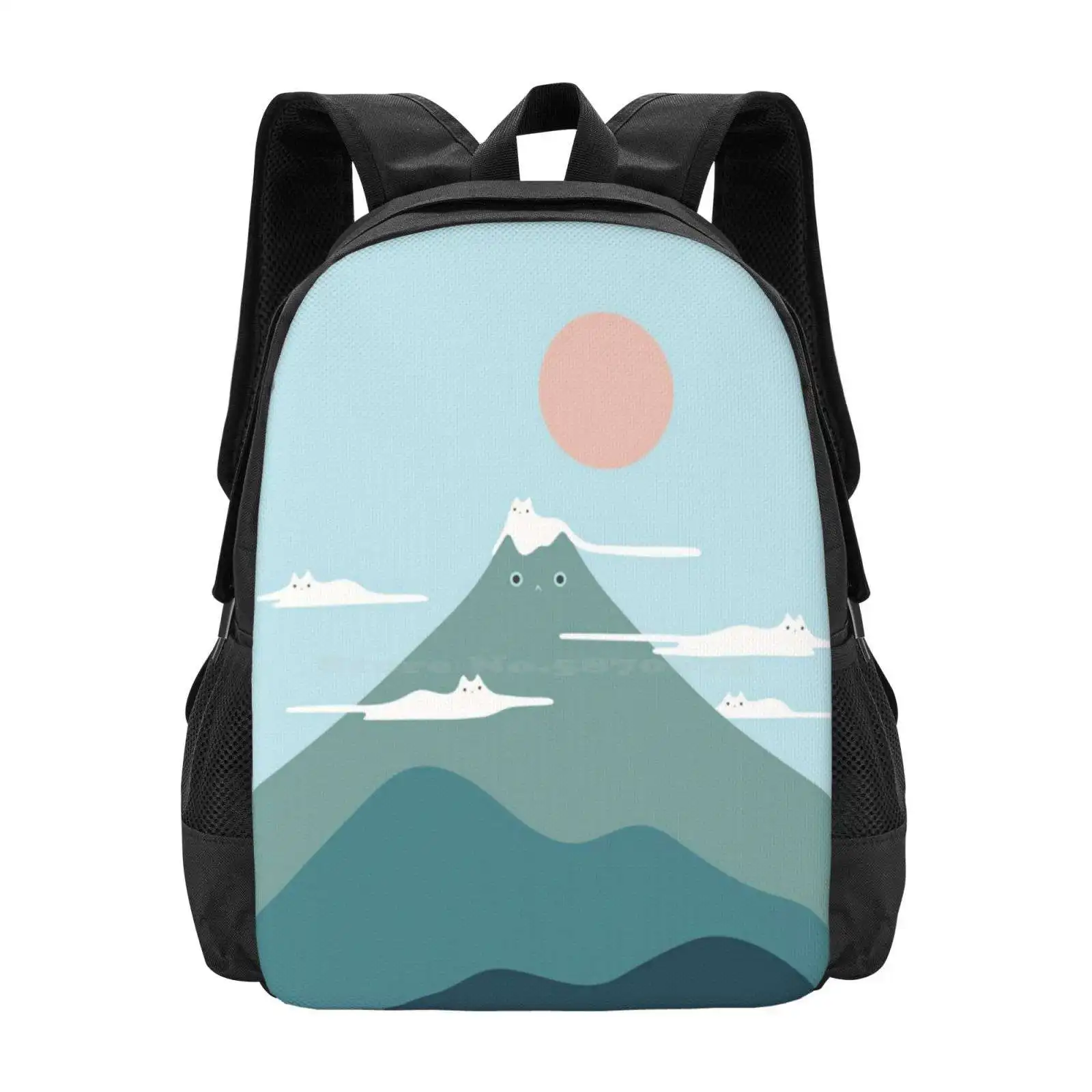 Cat Landscape 72B Hot Sale Schoolbag Backpack Fashion Bags Cat Lover Cute Cat Cat Art Cat Drawing Mountain Cat Cat Landscape