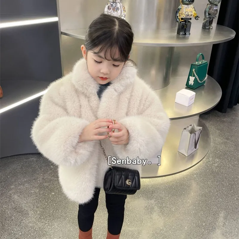 

Girls Coat Jacket Cotton Outwear Overcoat 2023 Hot Fur Warm Thicken Plus Velvet Winter Autumn Children's Clothing