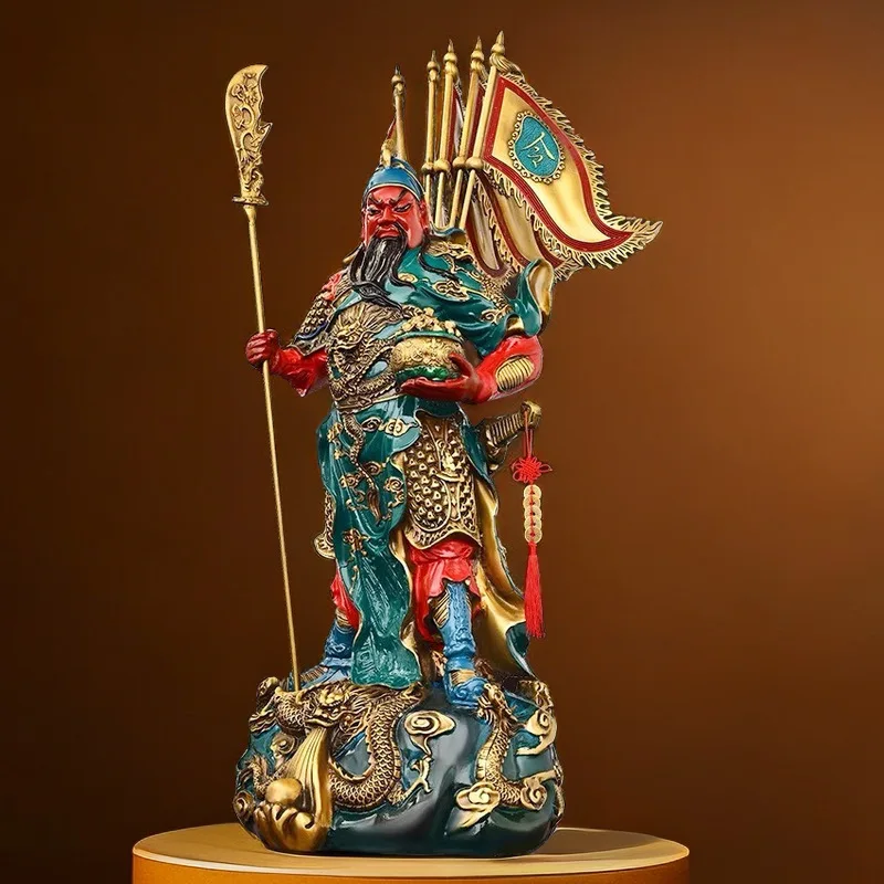 CZ Brass Kowloon Guangong Ornament High Temperature Coloring  Character Painting God of Wealth Store Company Craft Decorations
