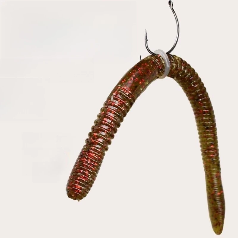 HeyLure 15pcs 12cm/4g Sinking Earthworm Artificial Fishing Soft Lure PVC Bait Swimbait Bloodworm with Fishy Smell for Bass Trout