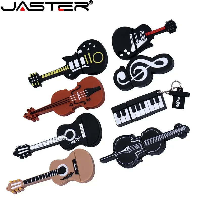 JASTER USB 2.0 Flash Drives 64GB 32GB 16GB 8GB 4GB Musical Instrument Pen Drive Free Key Chain Memory Stick Business Gift U Disk