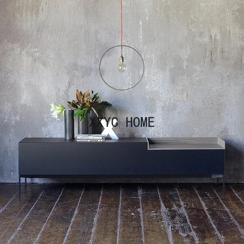 

HJ TV Cabinet Creative Storage Floor Cabinet Black Paint Sideboard Cabinet Model Room