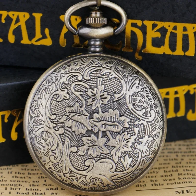 جديد برونزية ساعات الجيب الكوارتز التناظرية قلادة قلادة سلسلة ساعات الجيب رجل إمرأة الهدايا لعبة موضوع