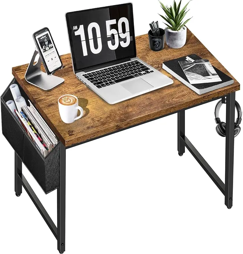 

Small Desk for Small Spaces - Student Kids Study Writing Computer Table for Bedroom School Work PC Workstation Rustic 30 31 Inch