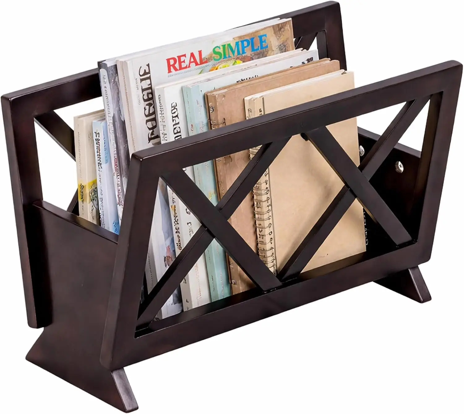 X Frame Stand Floor Magazine Rack Solid Wood