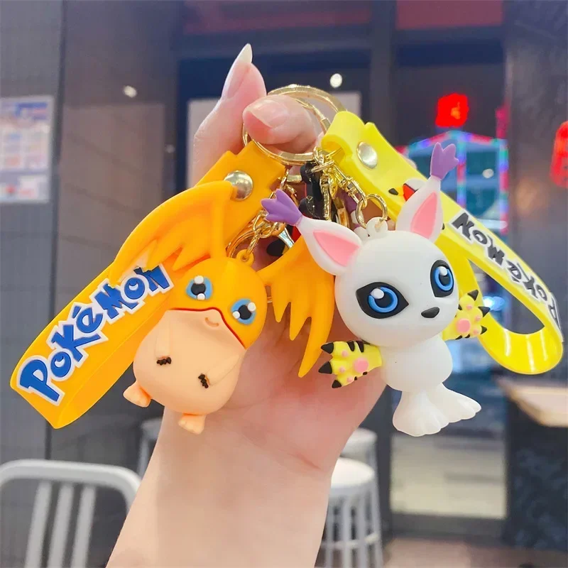 Digimon Adventure Anime Figure Agumon Tailmon Palmon PVC Keychain Bag Keyring Ornament Accessories Children\'s Toys Birthday Gift