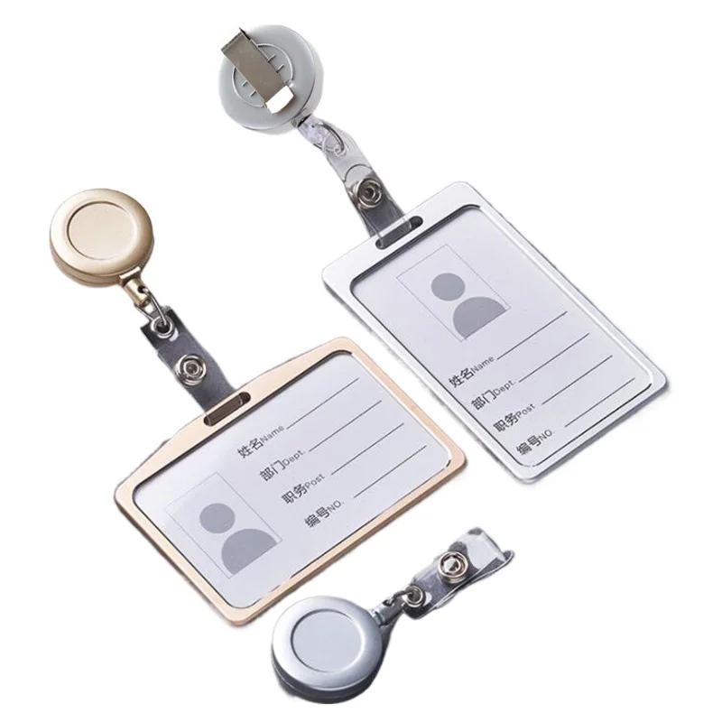 Mode Metall Karte Abdeckung Fall Bank Business Work Karten halter mit abs einziehbaren Abzeichen Rolle Lanyard Kredit ausweis Abzeichen Tasche