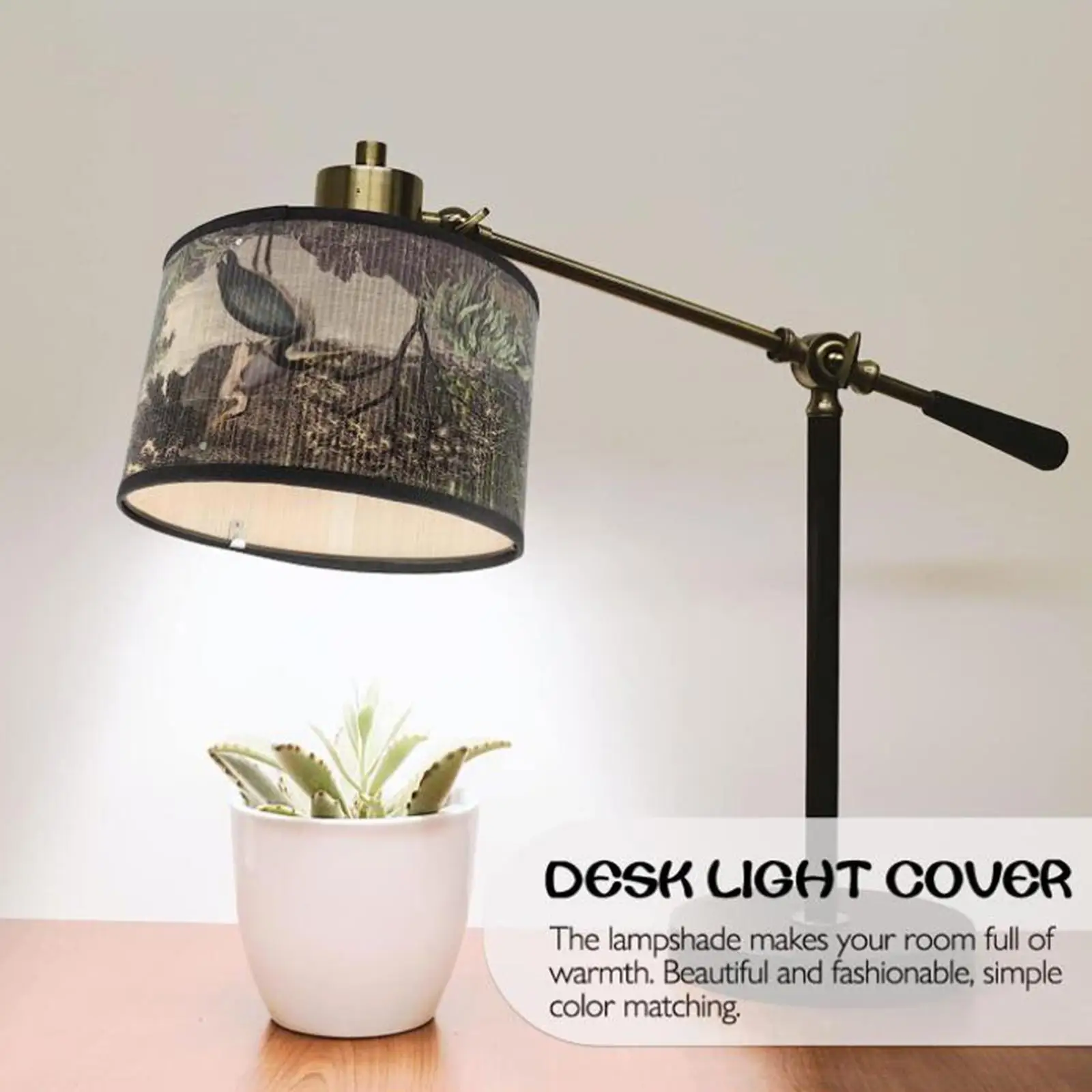 Drum Lamp Shade Print E27 Vintage Style Hanging Light Cover for Chandeliers
