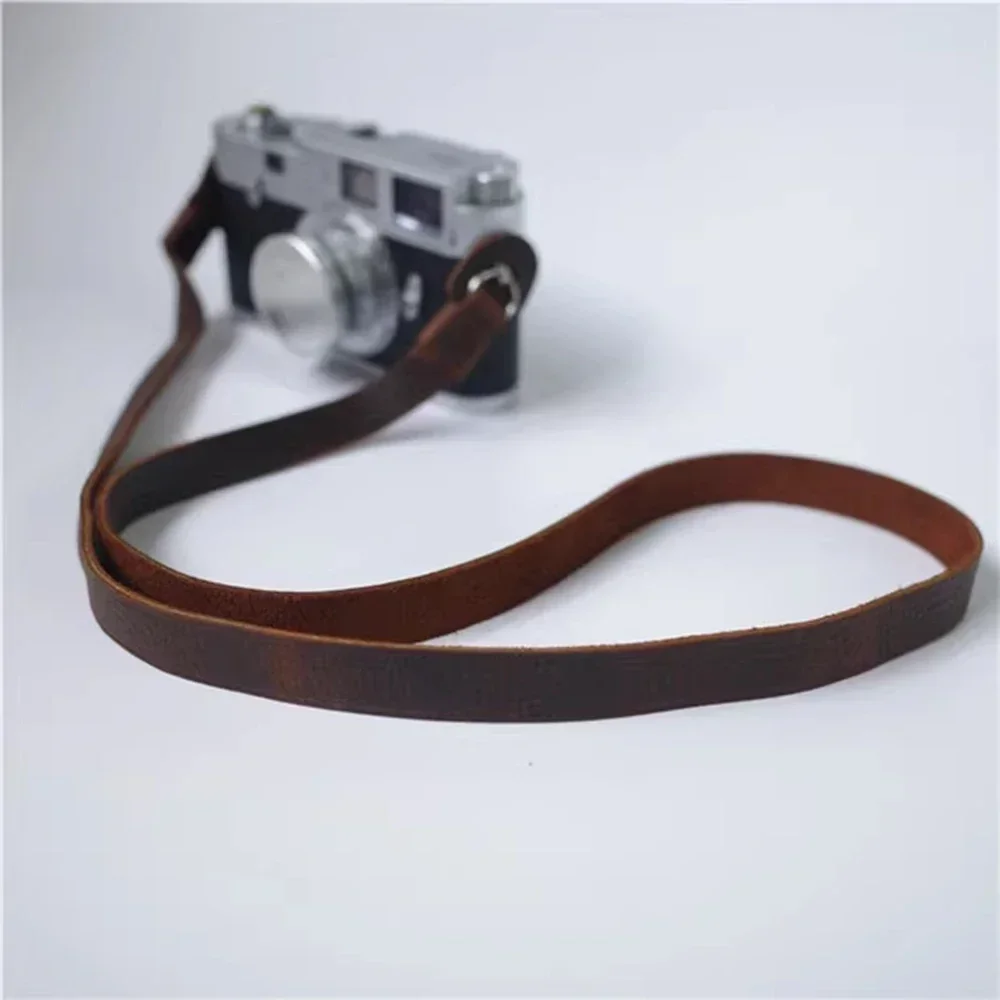 Plantaardig Gelooid Rundleer Spiegelloze Camera Schouderband Digitale Camera Hals Riem Retro Ring Type Camerariem