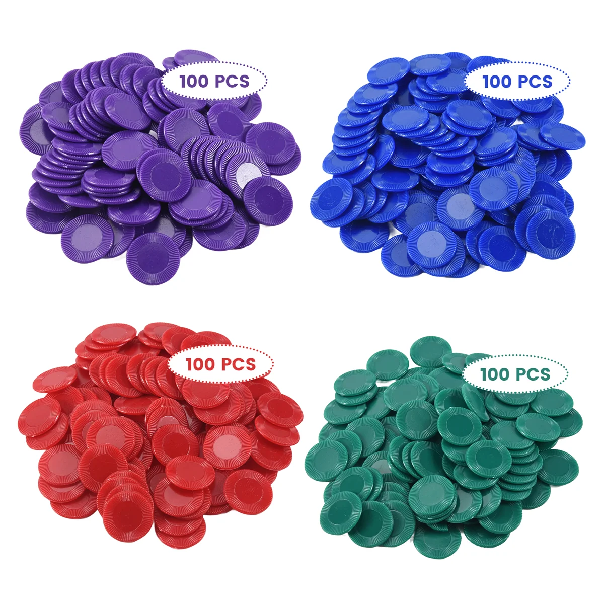 The New 400 Pieces Plastic Poker Chips Game Chips 4 Colors Counter Card for Game Playing Counting Bingo Game Chips Card, 1