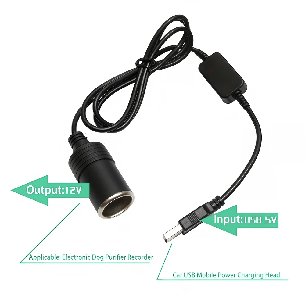 Universal USB to Car Cigarette Lighter Socket Adapter 5V to 12V Car Booster for Car DVR Dash Cam Electronic Dog Power Charger