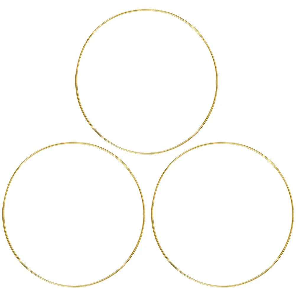 3Pcs Metal Craft Hoop Round Ring for Dreamcatcher Embroidery Wreaths Decor DIY Home Office Living Room Bedroom Decoration Gold