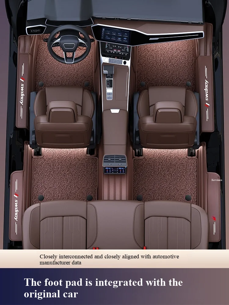 Full Surround Double Layer Car Floor Mats PU Leather Base Nano Fluff Top Mat Door Sill Coverage Anti-Wear Auto Foot Liners