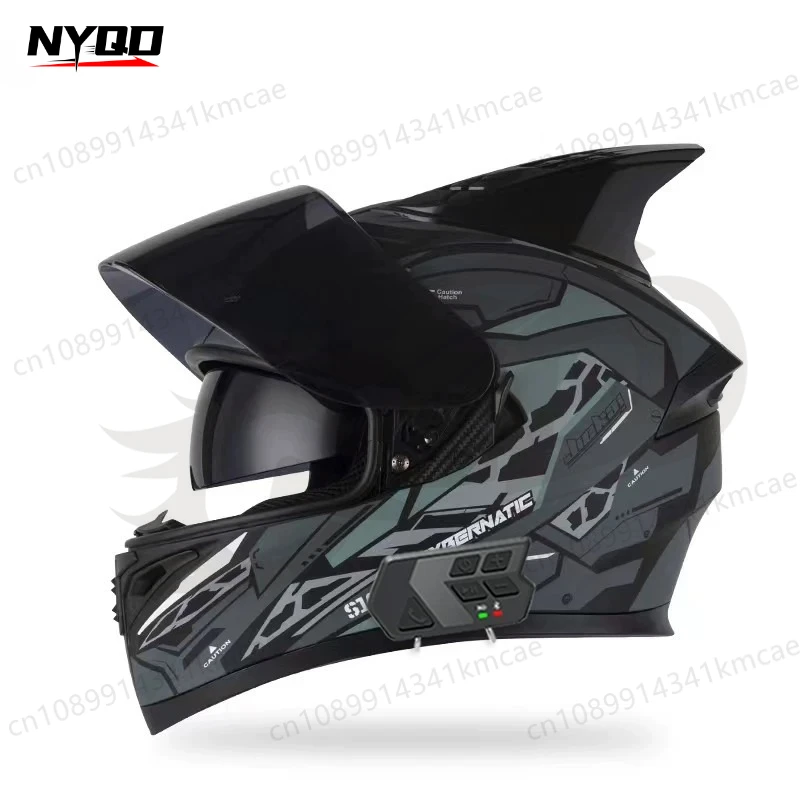Full‑Face Motorcycle Helmet Dual Visor With Spoiler Men Women 4‑Season Universal Motorbike Safety Helmet Optional For Riding