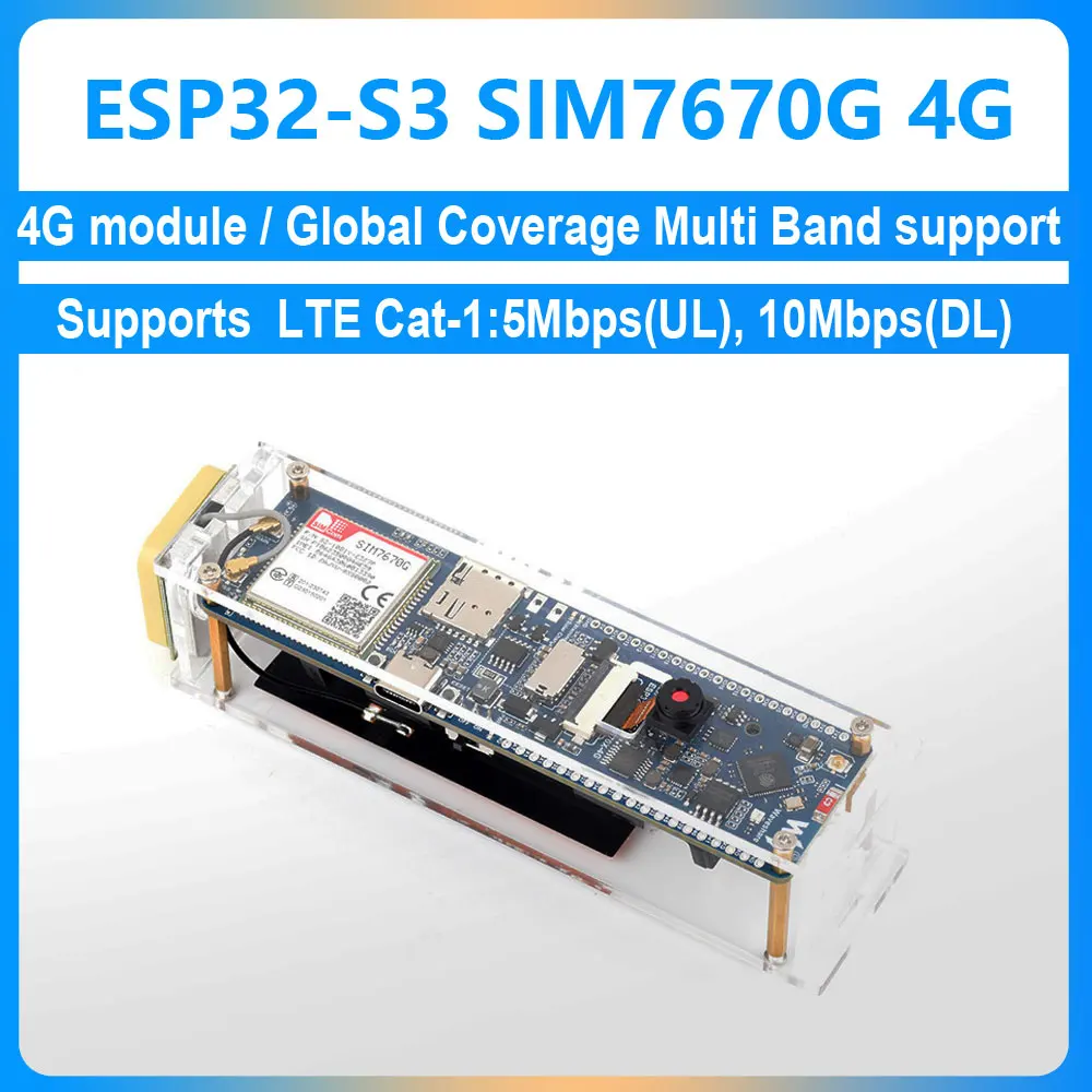 ESP32-S3 SIM7670G 4G Development Board, LTE Cat-1 / WiFi / Bluetooth / GNSS Positioning Support, Global Coverage Multi Band