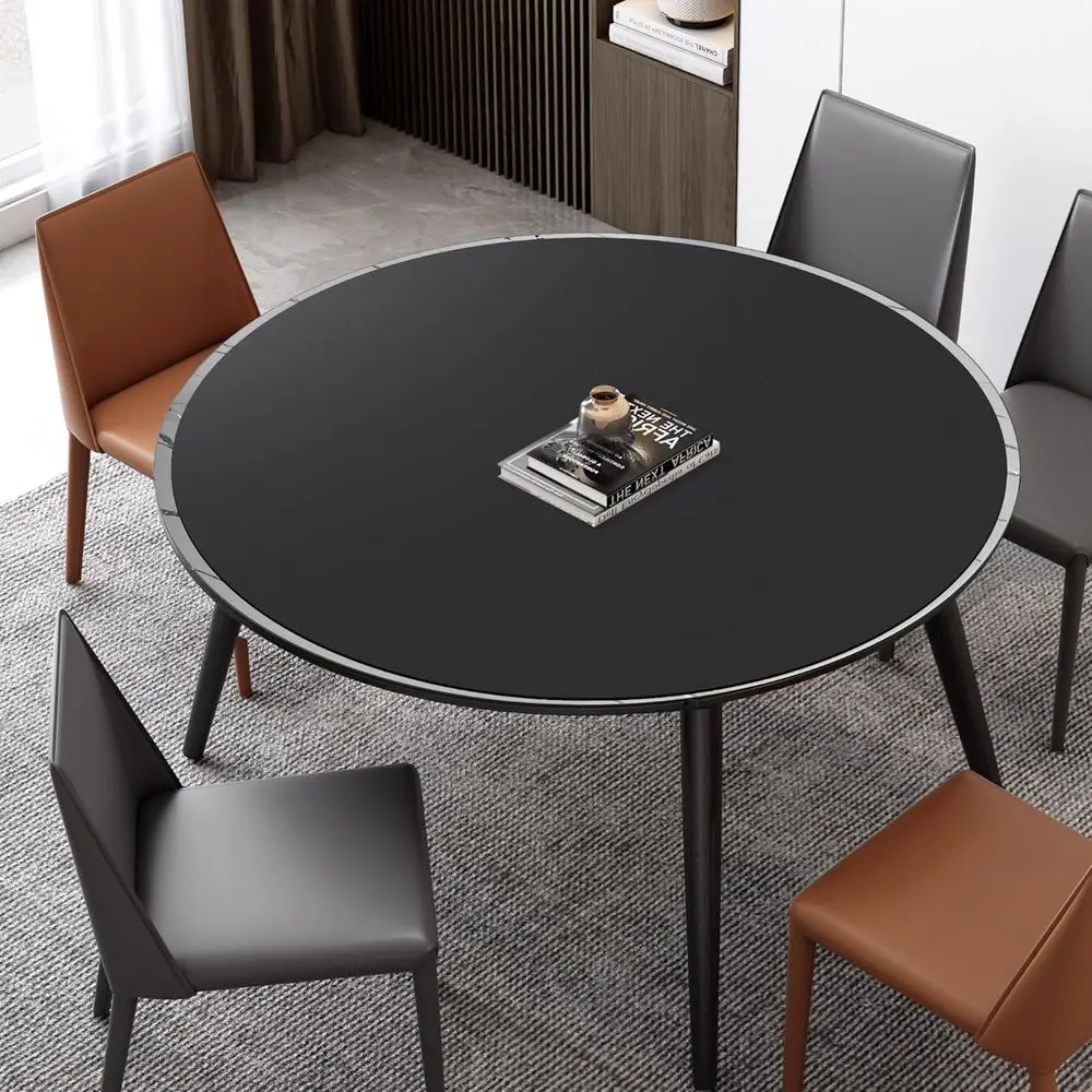 Round Table Mats - 54-40 Inches Cork Leather Placemats - Customizable for Side Dining or Coffee Tables (Black)