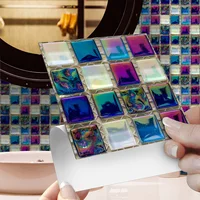 10pcs Iridescent Mosaic Peel and Stick Tile Stickers Self-Adhesive 3D Wall Decals for Kitchen Bathroom Backsplash Easy to Cut