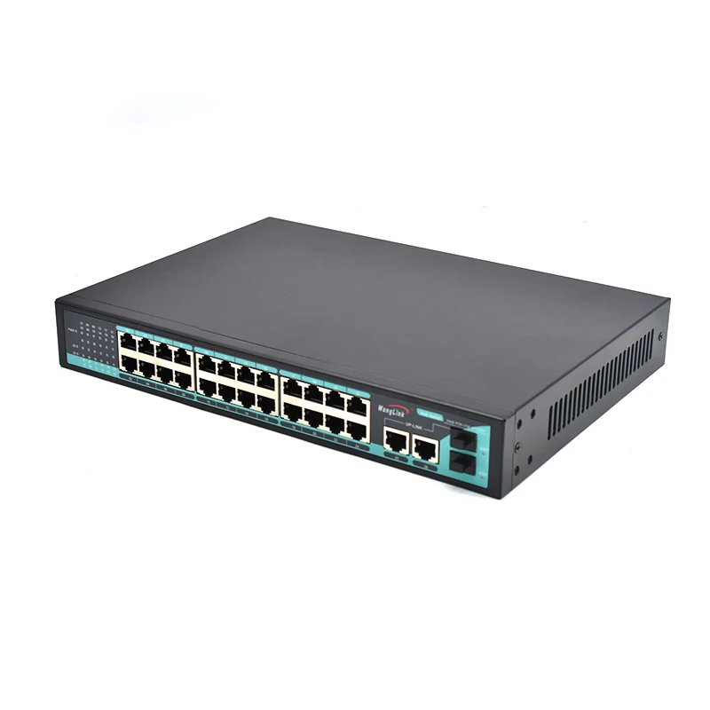 Imagem -02 - Interruptor Wanglink Poe 24 Port 24 Port 2ge Uplink Mais 2sfp Interruptor Poe 24ch para Ieee8023at af Poe