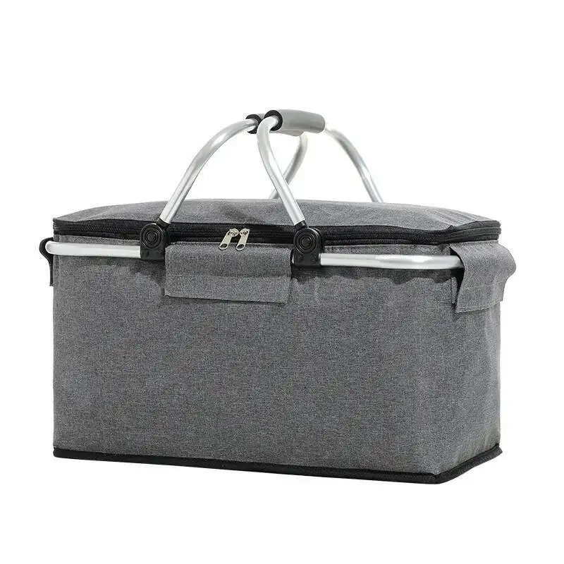 Foldable Large Capacity Insulated Picnic Basket Cooler Tote Portable Fruit Basket Hot Selling Crossborder