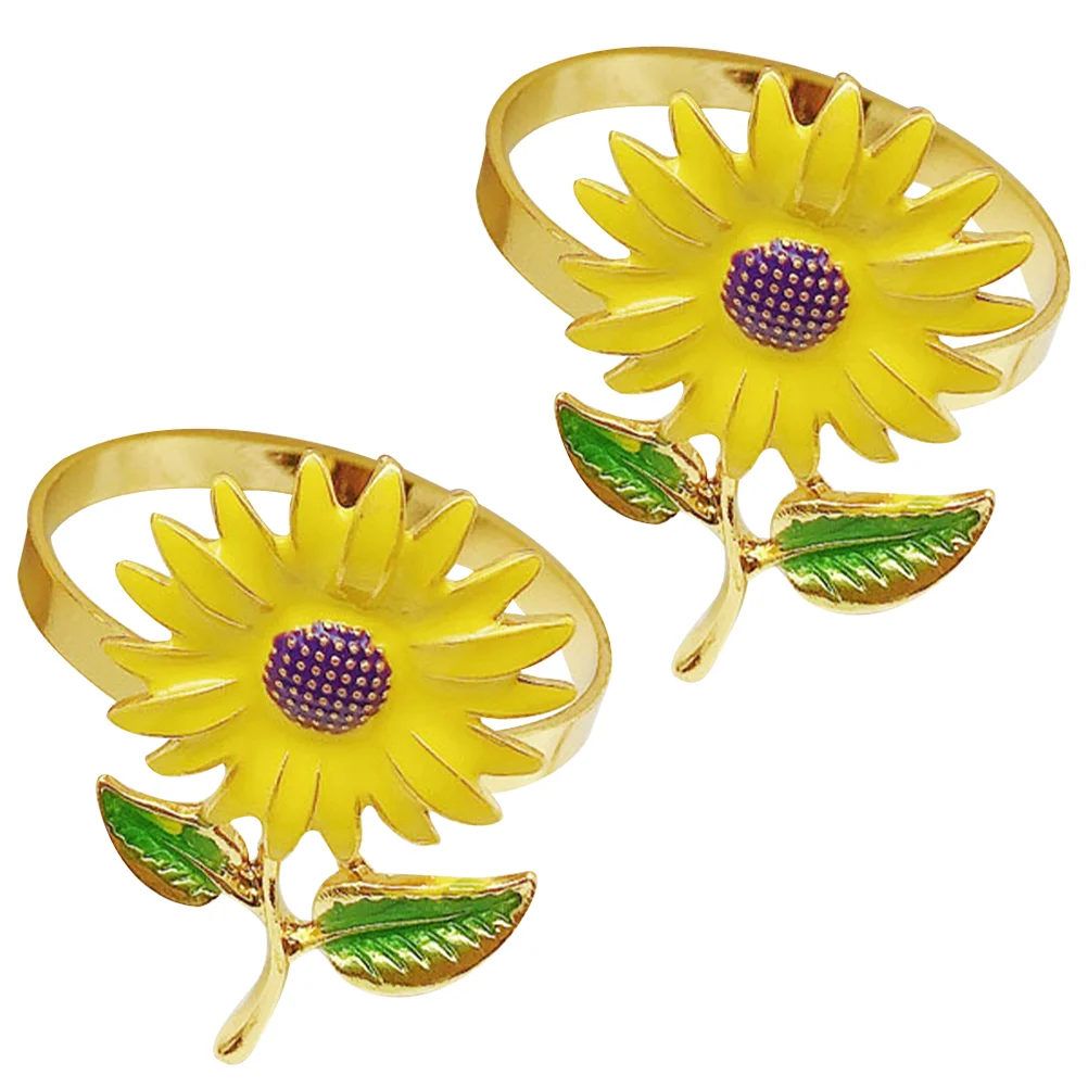 

2 Pcs Sunflower Napkin Buckle Decorative Towel Rings Creative Holder Buckles Household Gift Holders Decorate