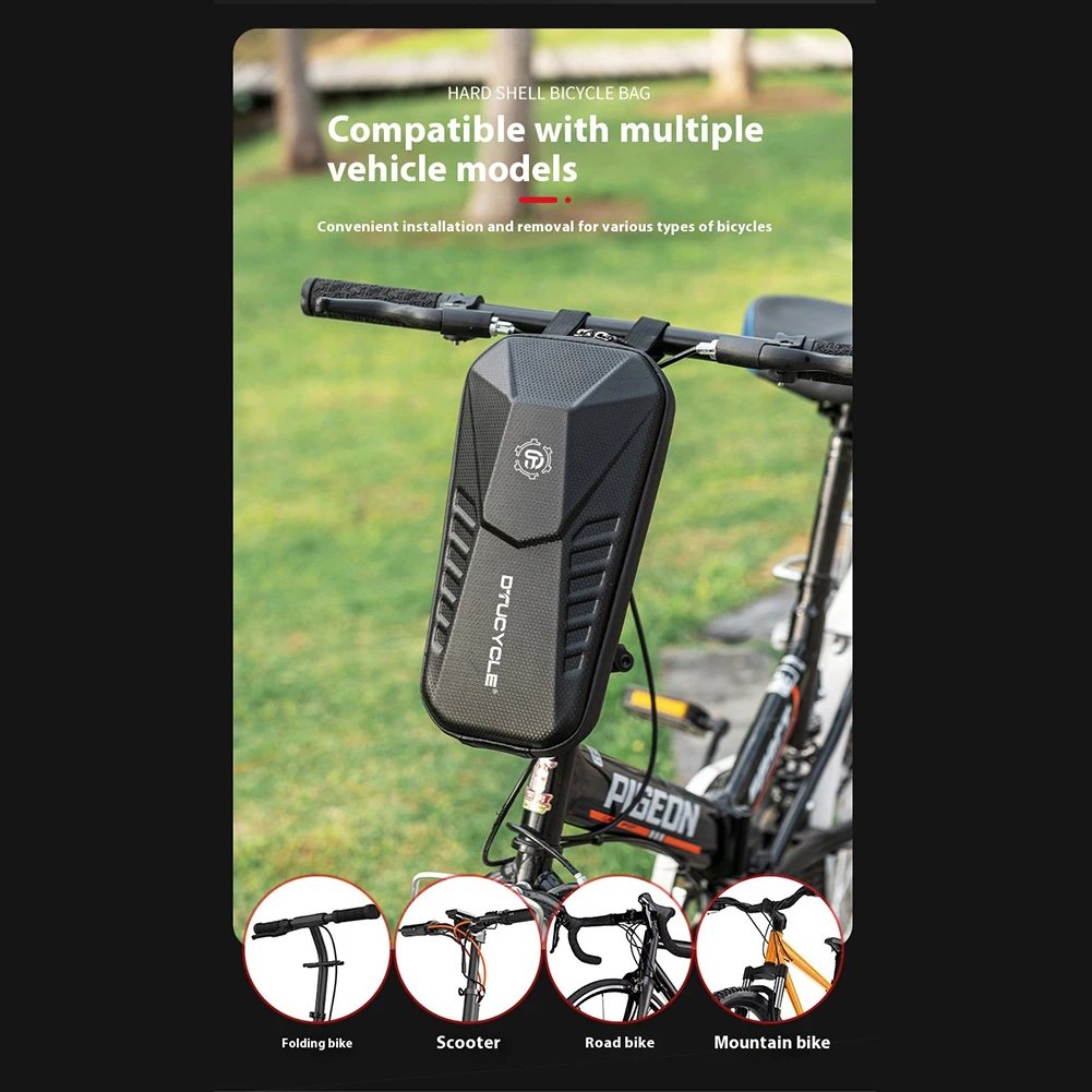 

Велосипедная передняя сумка 2/3/4 л, сумка для электросамоката, передняя подвесная сумка с двойной молнией, жесткая сумка на руль для велопрогулок на открытом воздухе