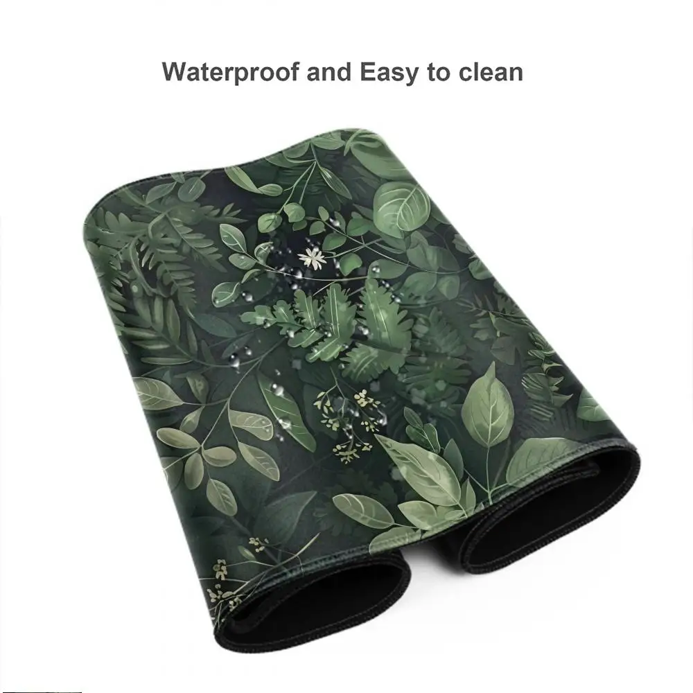 Tappetino per mouse da gioco foresta Foglie verdi floreali vintage Tappetino per mouse da gioco estetico di grandi dimensioni Tappetino da scrivania per giocatori Tappetino da scrivania ispirato alla natura