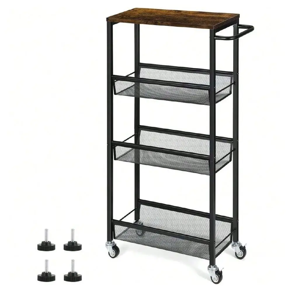 

Kitchen Island And Cart Kitchen OrganizersTier Slim Storage Cart, Shelving Unit For Small Space, Rolling Storage Cart With Woode