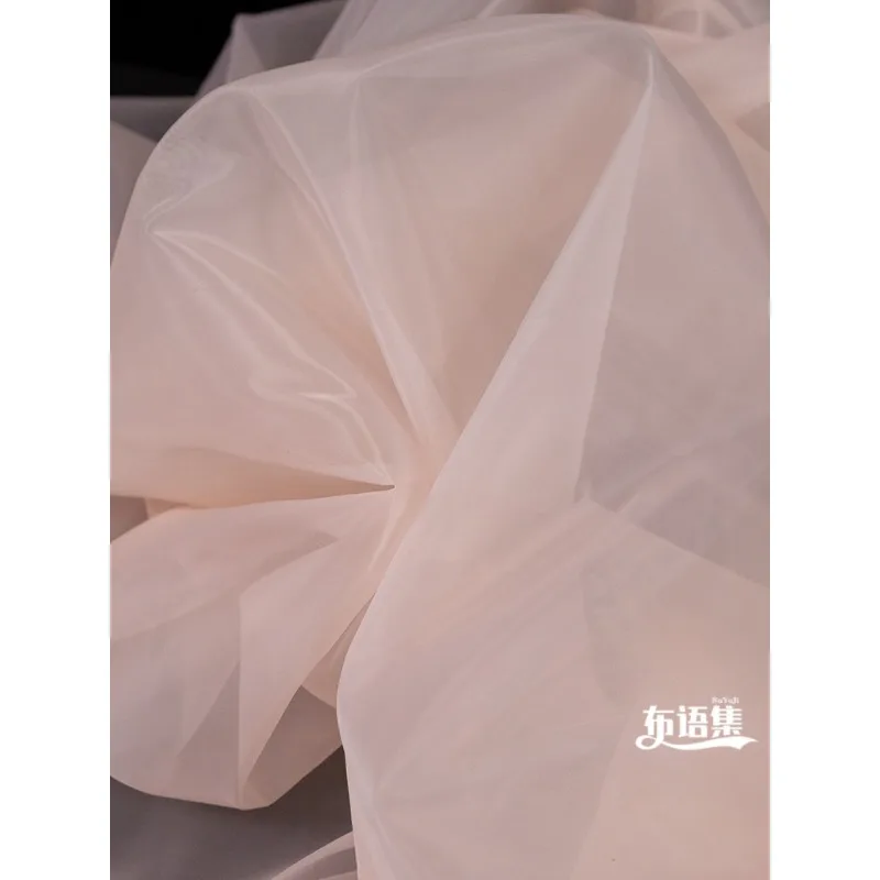 Thin Matte Organza Fabric By The Meter for Clothing Decoration Skirt Dress Handmade DIY Sewing Designer Cloth Soft Yellow Pink view 4