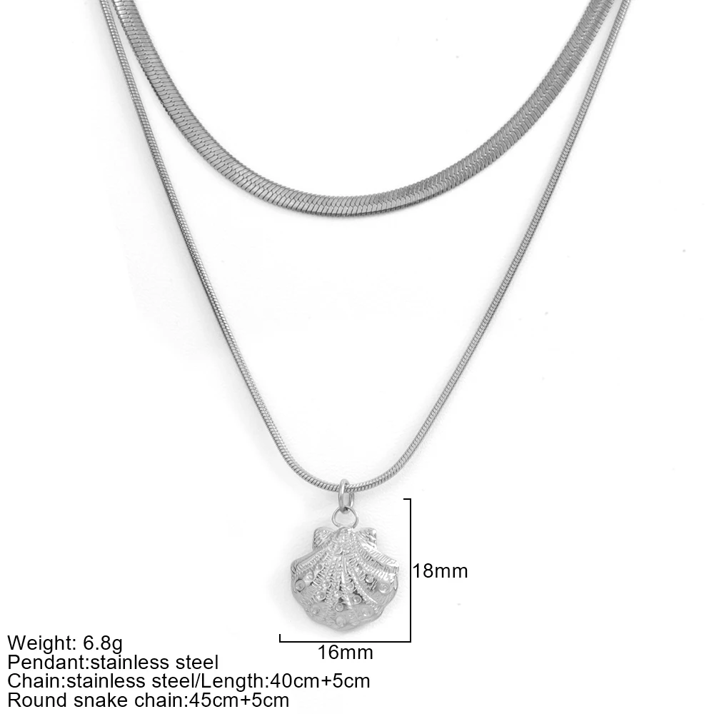 أسلوب بسيط للغاية للنساء من الفولاذ المقاوم للصدأ الفضي بطبقة مزدوجة وسلسلة ثعبان مسطحة على شكل محيط هدية مجوهرات نسائية عصرية