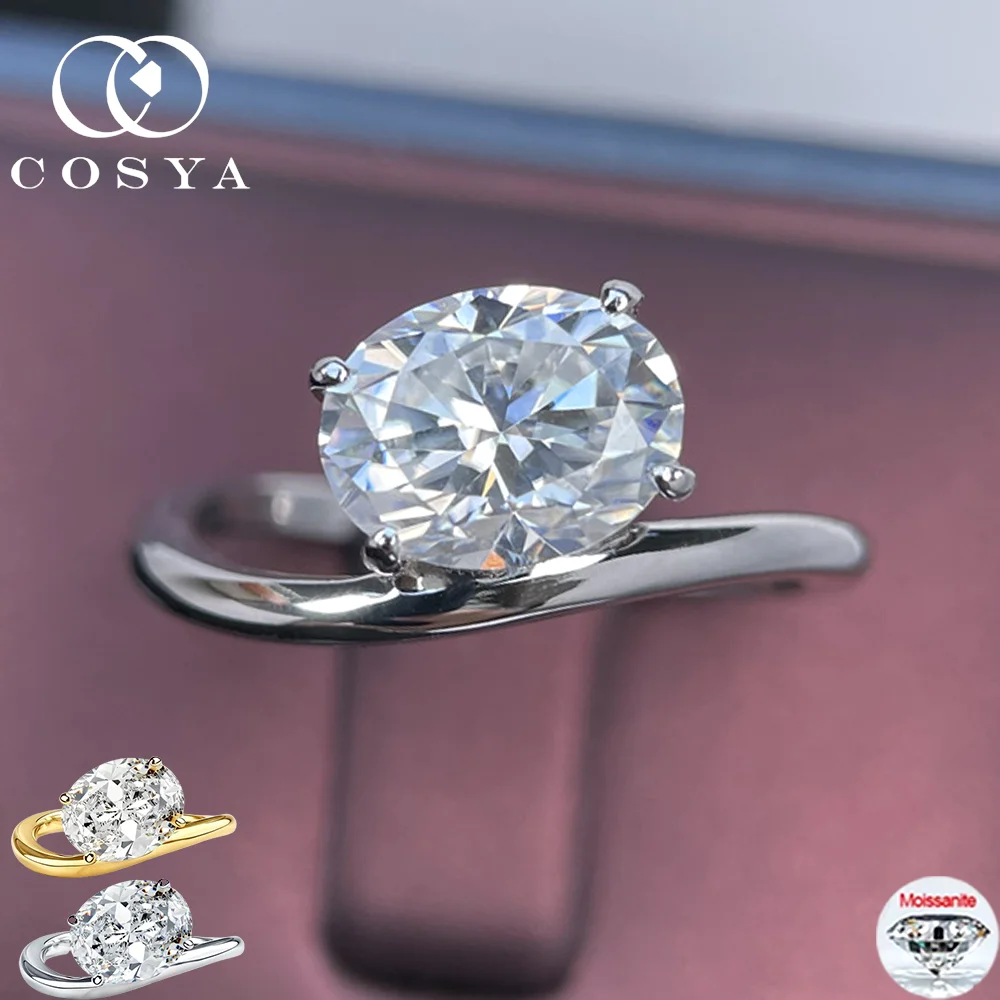 

COSYA 2CT 7*9 мм овальная огранка Муассанит Solitiare кольца для женщин S925 стерлингового серебра лабораторный бриллиант обручальное кольцо ювелирные изделия