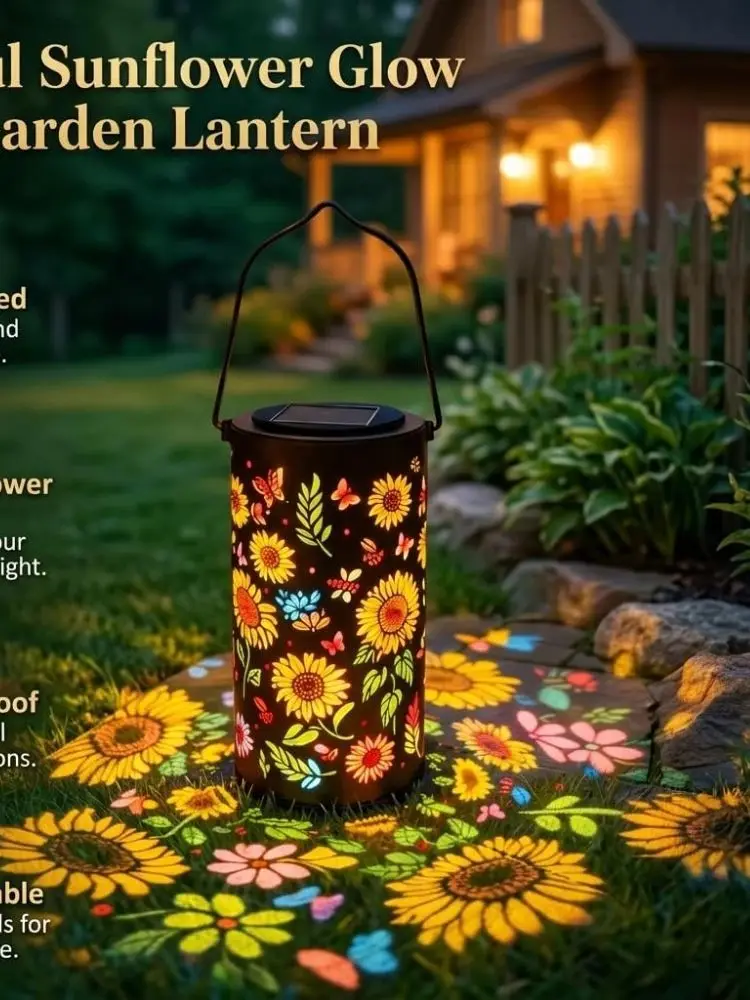RGB Kleurrijke Zonnebloem Zonne-verlichting Buiten Waterdichte Draagbare Lantaarn Zonnebloem Projectielamp voor Tuin Veranda Gazon Decor - afbeelding 2