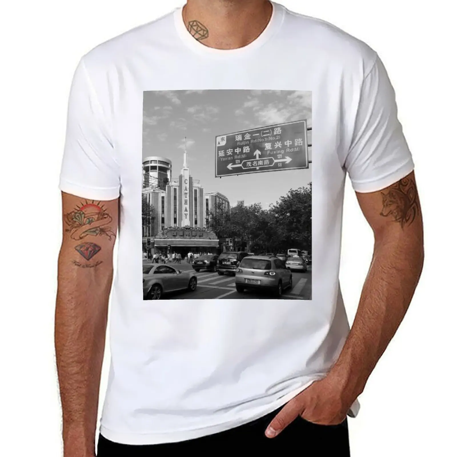 

Cathay Theatre, Shanghai - BW T-Shirt cotton t shirts man 100% t shirt men 100% cotton luxury brand T-Shirt