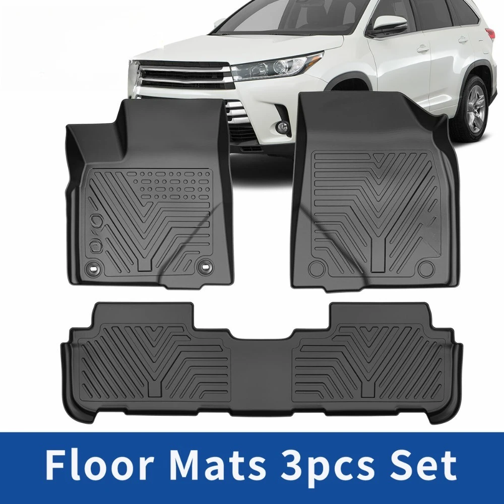 Car Floor Mats for 2014-2019 Toyota Highlander Front + Rear All Weather 3D Liner