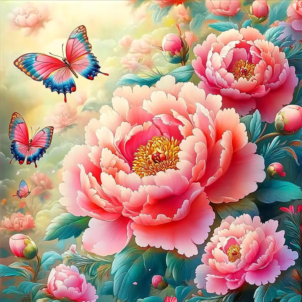 

Наборы для вышивки пионами 11ct 9ct, наборы для вышивки крестиком, наборы для домашнего декора